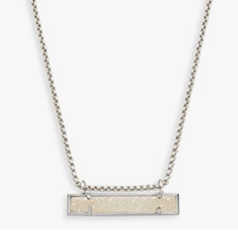 LIKE NEW Kendra Scott Leanor Bar Pendant Necklace (Iridescent Drusy)